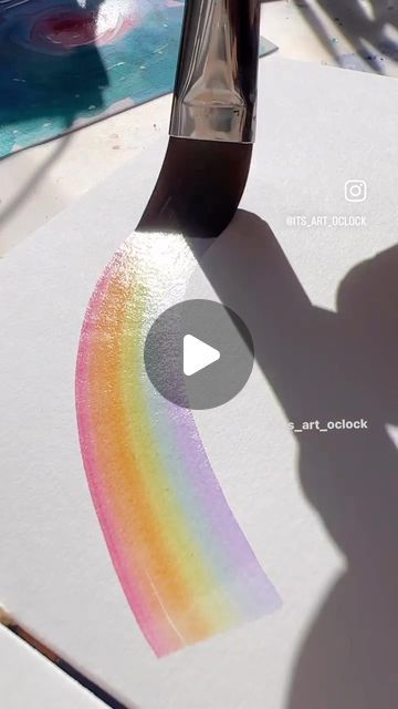 Sarah Jean Bryson- It’s Art O’Clock on Instagram: "Find the rainbow in your clouds 🌈   My @schimoniart.brushes flat brush is the perfect tool for creating a seamless watercolor rainbow. Use my discount code ITSARTOCLOCK15 to get your own “rainbow maker” brush 😍🌈  Comment below and tell me your favorite color, then guess what mine is 🥰 ❤️🧡💛💚💙💜💗  .  #rainbows #art #watercolorrainbow #watercolors #artreelsofinstagram #artreel #aquarelle #painttherainbow #pride #prideart #rainbowaesthetic #rainbowart #acurela #watercoloring #colorcrush #colorful #painting #arttechniques #arttherapy #watercolortechnique #watercolorbeginner #watercolourartist #somanyrainbows #artprocess #paintingpractice #watercolorbeginners #watercolorideas #fibonaccibrushes" Clouds With Rainbow, Rainbow Watercolor Painting, Watercolor Rainbows, Watercolor Quotes, Nature Journaling, Rainbow Bubbles, Watercolor Quote, Watercolor Beginner, Rainbow Watercolor