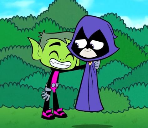 Iconic Couples Cartoons, Beast Bot X Raven, Beast Boy And Raven Wallpaper, Vday Paintings, Raven And Beastboy Titans, Beast Boy And Raven Costume, Cartoon Character Couples, Beast Boy Teen Titans Go, Raven X Beastboy