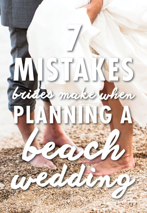 Summer is upon us, and many couples will be getting married on the beach. Who can blame them: the ocean, sand and clear blue sky makes for an absolutely gorgeous backdrop. But just like any venue, it can be easy to make mistakes when planning a wedding on the beach. Avoid these most common mishaps when putting together your seaside vows. Beach Wedding Hacks, Beach Reception Dress Brides, Diy Wedding Beach, Getting Married On The Beach, White Beach Wedding Guests, Beach Wedding Sand Ceremony, Wedding On Sea, Beach Vibe Wedding Decor, Bridal Bouquet Beach Wedding Simple