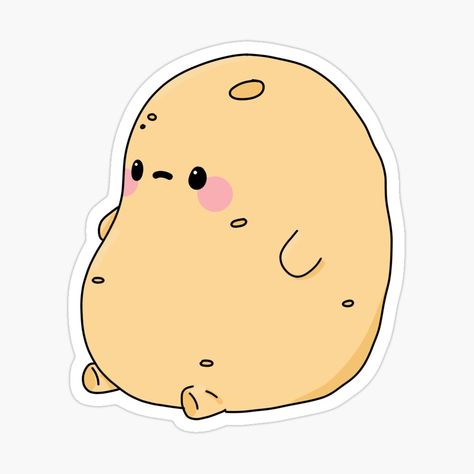 Cute Kawaii Potato - Lazy Sitting Sad Potato by Annisa Yuwanda | Redbubble Cute Stickers To Print, Potato Drawing, Potato Sticker, Potato Cat, Zero Hunger, Food Booth, Shrinky Dink Ideas, Doodle Kawaii, Aarmau Fanart