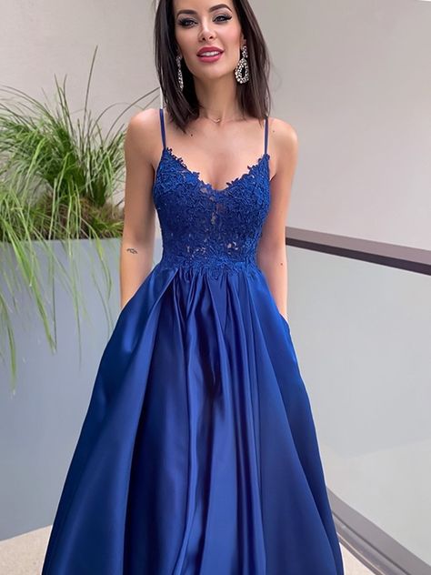 Royal Blue Grad Dress, Leavers Dresses, Year 10 Formal Dresses, Debs Dresses, Prom Inspo, Princess Sleeves, Grad Dresses, Dresses 2020, Floor Length Dresses