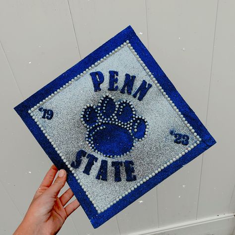 hhs 2019 —> penn state 2023 grad cap :) Penn State Grad Cap Ideas, Penn State College Aesthetic, Penn State Cap Decoration, Penn State Grad Cap, Penn State Graduation Cap, Aesthetic Grad Cap, Penn State Aesthetic, Ra Programming, High School Graduation Cap Designs