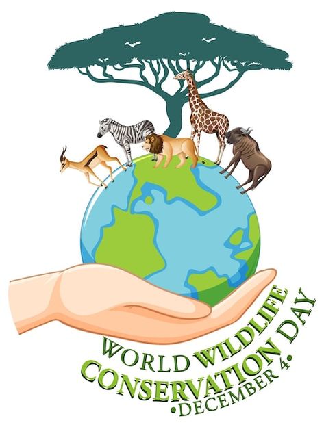 Free vector world wildlife conservation ... | Free Vector #Freepik #freevector #wildlife-logo #cartoon-logo #cartoon-banner #cartoon-drawing Wild Life Conservation Poster, World Conservation Day Poster, Wildlife Conservation Drawing, Poster On Wildlife Conservation, Wildlife Conservation Poster, Animal Protection Poster, Conservation Of Wildlife, Save Animals Poster, Wildlife Logo