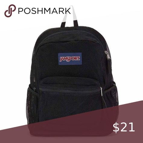 JanSport Ecco Mesh 17" Backpack - Black Backpack Straps, Zipper Pulls, Black Backpack, Laptop Sleeve, Laptop Sleeves, Front Zipper, 6 Inches, Zipper Pocket, Cleaning Wipes