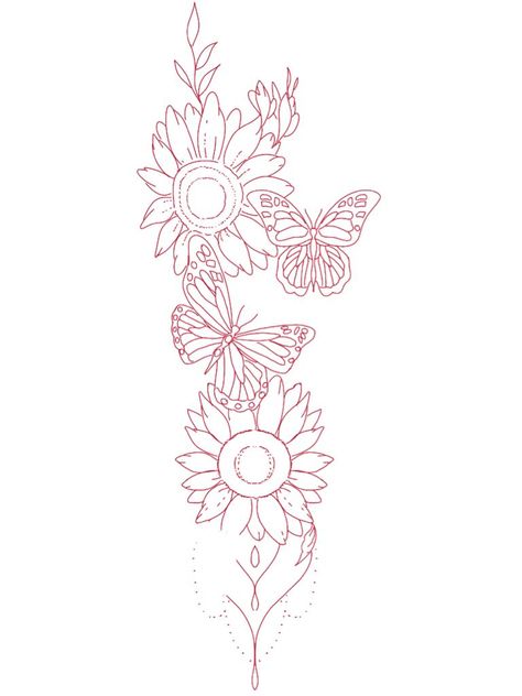 Tattoo Fillers, Tattoo Wings, Tats Ideas, Sunflower Stencil, Flower Spine Tattoos, Sunflower Tattoo Shoulder, Sunflower Crafts, Tattoo Shoulder, Tattoos For Women Flowers