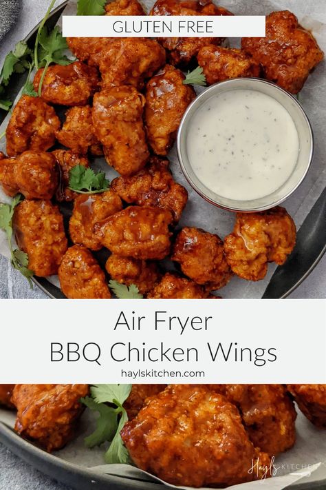 Gluten Free Air Fryer Recipes, Boneless Chicken Wings Recipe, Gluten Free Chicken Wings, Boneless Wing Recipes, Air Fryer Bbq Chicken, Boneless Chicken Wings, Bbq Chicken Wings, Bbq Wings, Air Fryer Chicken Wings