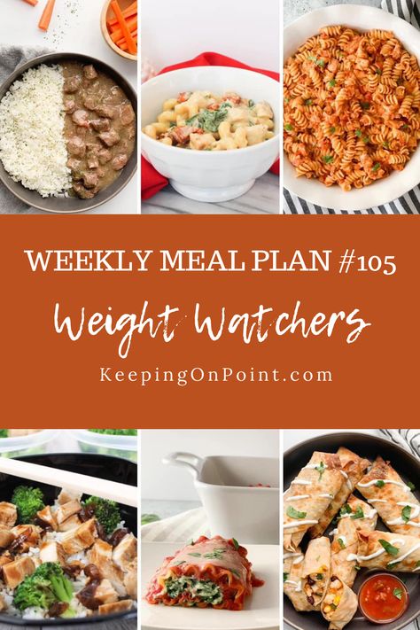 WW (Weight Watchers) Weekly Meal Plan #105 1400 Calorie Diet, Low Cal Recipe, Ww Meal Plans, Ww Meal Plan, Dinner Under 300 Calories, Keeping On Point, Weight Watchers Food Points, Weight Watchers Menu, Weight Watchers Plan