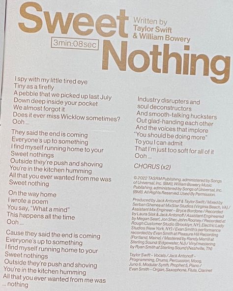 Sweet Nothing Tattoo Taylor Swift, Sweet Nothing Tattoo, Sweet Nothing Taylor Swift, Midnights Lyrics, Dancing In My Room, Alison Blaire, Me And U, Swift Lyrics, Are You Not Entertained