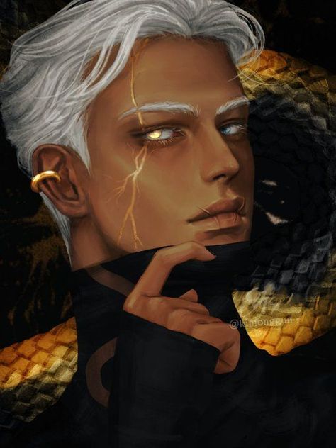 White Hair Dark Skin, Man With White Hair, 19 Days Anime, Character Inspiration Male, Fantasy Male, Male Characters, Character Design Male, 영감을 주는 캐릭터, Boy Art