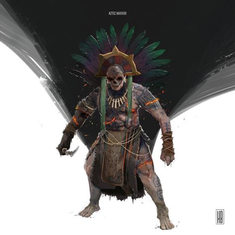 ArtStation - Aztec Warrior, Roberto Spadaro Aztec Artwork, Character Design Challenge, Aztec Culture, Aztec Warrior, Aztec Art, Black Cartoon, Design Challenge, Armors, Armor Concept