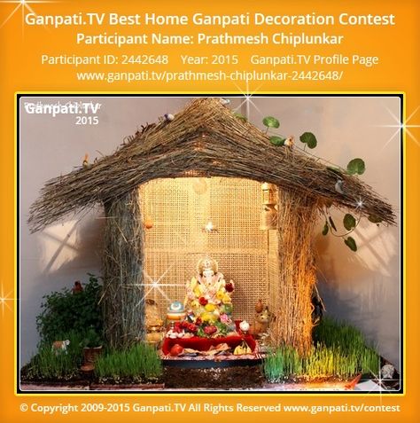 Ganpati Simpal Decoration, Ganpati Decoration Hut Theme, Ganpati Decoration At College, Simple Decorations For Ganpati At Home, Chandrayan 3 Ganpati Decoration, Ganpati Decoration With Plants, Village Theme Ganpati Decoration, Ganapathi Decoration At Home, Ganeshji Decoration At Home