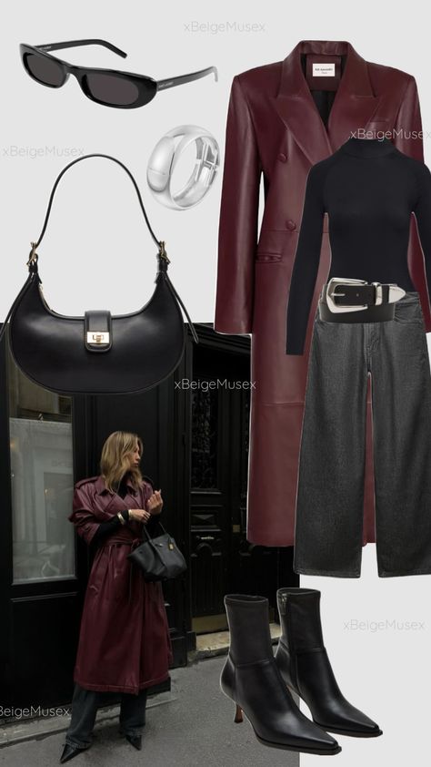 #burgundy #leather #coat #2024fallfashion #burgundycombinationdetails #fallnails #wine #lipstick #gloss #highheels #sunglasses #gold #silver #jewelry #trends #Fallfashion #2024 #outfits, #FashionTrends2024 #ElegantFashion #ChicStyle #MarsalaFashion #FallOutfits #Style #Styletips #Parfume Burgundy Coat Outfit, Leather Coat Outfit, Wine Lipstick, Gold Silver Jewelry, Burgundy Outfit, 2024 Outfits, Lipstick Gloss, Coat Outfit, Coat Outfits