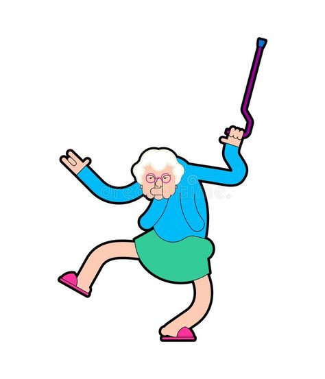 Grandmother Dance. Grandma Dances. Old lady cool. Vector illustration stock illustration Chibi Grandma, Old Woman Illustration, Old Lady Illustration, Dancing Grandma, Grandma Dancing, Grandma Drawing, Grandma Illustration, Rosé Chibi, Dancing Sketch