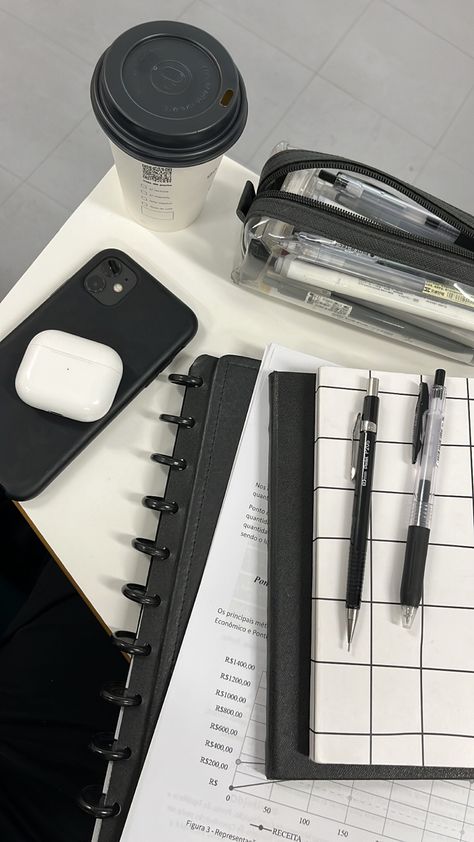 Black Stationary Aesthetic, Studying Aethestic, Air Pods 3rd Generation, Must Haves Aesthetic, Black Stationary, Study Vibe, Camera Cutout, Studying Stationary, School Bag Essentials