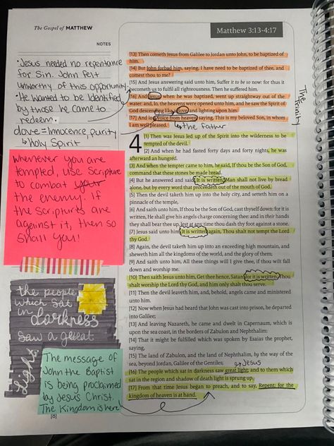 Matthew 4 Bible Journaling, Matthew Bible Notes, Matthew 3 Bible Journaling, Bible Planning, Matthew Bible Study, Matthew Bible Journaling, Bible Journaling Matthew, Matthew Bible, Scripture Inspiration