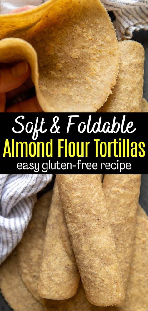 Almond Tortillas Recipe, Almond Tortillas, Almond Flour Tortilla Recipe, Flour Tortillas Recipe, Almond Flour Tortillas, Low Sugar Diet Recipes, Tortillas Recipe, Dinner Recipes Healthy Low Carb, Homemade Flour