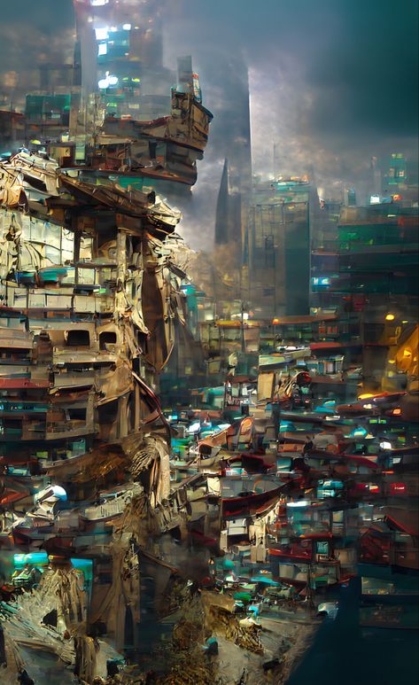 Mystical Creatures Mythology, Broken City, Shanty Town, His Dark Materials, Cyberpunk City, Cellphone Wallpaper Backgrounds, Fantasy City, The New World, Futuristic City