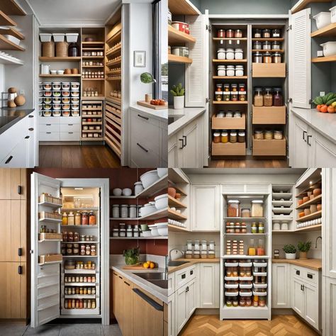 small kitchen, kitchen organization, cozy pantry, space-saving hacks, minimalist style, preserved fruits, wire rack, spices, compact freezer, potted plant Pantry Wire Shelves, Cozy Pantry, Stacked Shelves, Pantry Features, Small Kitchen Pantry, Space Saving Hacks, Wire Shelves, Wire Racks, Small Potted Plants