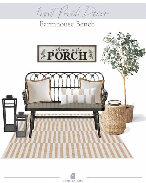 Outdoor Entryway Decor, Small Front Porch Decor, Modern Front Porches, Front Porch Bench, Front Porch Furniture, Home Front Porch, Front Porch Swing, Front Porch Decor Ideas, Porch Bench