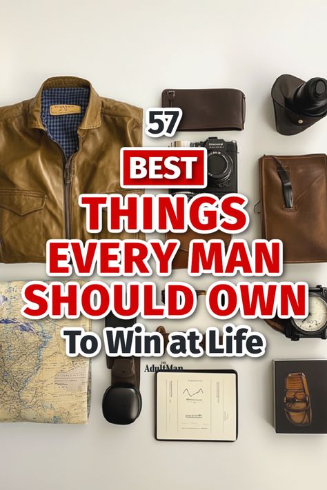 flatlay of men's essential things to own Men’s Organization, Men’s Journal Ideas, Buy It For Life, Men’s Vests, Men’s Essentials, Vision Board Ideas Men, Men Essentials Man Stuff, Mens Hobbies, Men Organization