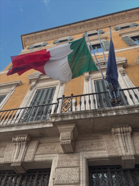 Beautiful italian building, blowing italian flag Italy Playlist Cover, Italian Culture Aesthetic People, Italian Playlist Covers, Italian Flag Aesthetic, Italian Asethic, Vintage Italian Aesthetic, Dt Coursework, Pictures Of Flags, Italy Culture