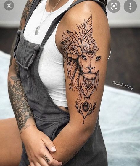 Lions Tattoo, Lion Arm Tattoo, Female Lion Tattoo, Girl Neck Tattoos, Leo Woman, Lion Tattoo Sleeves, Feminine Tattoo Sleeves, Female Lion, Woman Tattoo