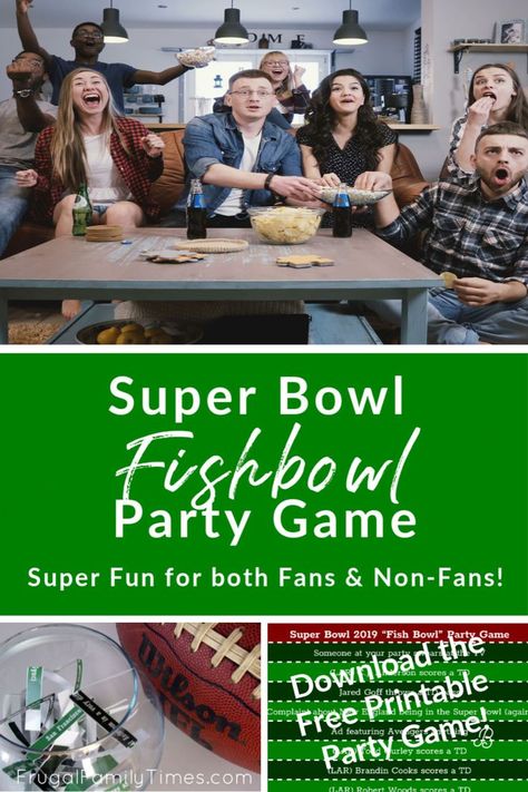 A simple and fun party game for Super Bowl - we update it every year - even non-football fans can play and enjoy the game! The whole family can play - or any group of friends - you can gamble - or not. It's completely up to you! Free printable. #superbowl #superbowlparty #partygame Fish Bowl Game, Super Bowl Activities, Superbowl Humor, Trophy Diy, Budgeting Printables, Superbowl Party Games, Easy Super Bowl, Super Bowl Trophy, Super Bowl Decorations