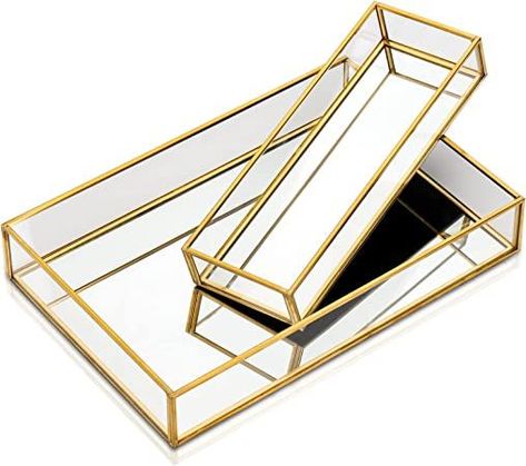 Perfume Trays, Mirrored Serving Tray, Gold Mirror Tray, Bathroom Vanity Tray, Gold Vanity, Makeup Tray, Mirror Vanity Tray, Dresser Tray, Gold Tray