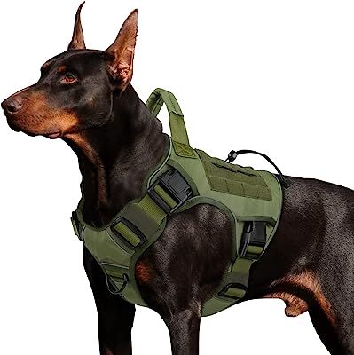 WINGOIN Green Harness with Handle Tactical Dog Harness Vest for Large Medium Dogs No Pull Adjustable Reflective K9 Military Dog Vest Harnesses for Walking, Hiking, Training(M) Tactical Harness, Large Dog Harness, Tactical Dog Harness, Walking Harness, Military Dog, German Dogs, Dog Vest Harness, Military Dogs, Labrador Retrievers