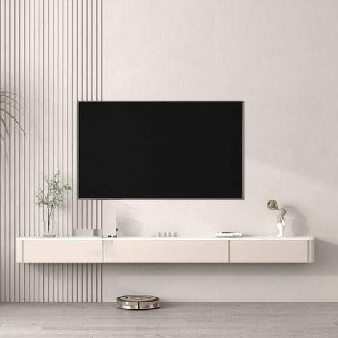 Simple Tv Wall Ideas, Tv Console Design, Console With Drawers, Tv Media Console, Modern Tv Room, Floating Tv Stand, Floating Tv, Tv Stand Console, Tv In Bedroom