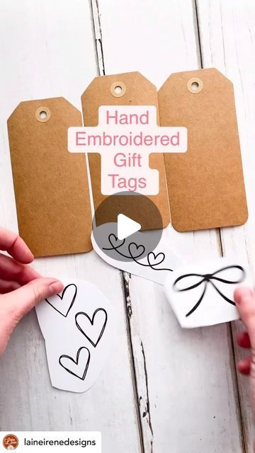 Creative Scrapbooker Magazine on Instagram: "What a great way to add hand stitching to your projects! 🧵🪡🏷️ @laineirenedesigns hand embroidered these gift tags by printing out her graphics, laying them on top of the tag, pre-poking the holes through the tags and then filling with the stitches!
.
#modernembroidery #dmccrafts #xoxo #bows #romantic #makeitwithmichaels #handmadewithjoann" Handwritten Gift Tags, Hand Embroidered Gifts, Handwriting Gifts, Embroidered Gifts, Modern Embroidery, Christmas Tag, Tis The Season, Cross Stitch Embroidery, Hand Stitching