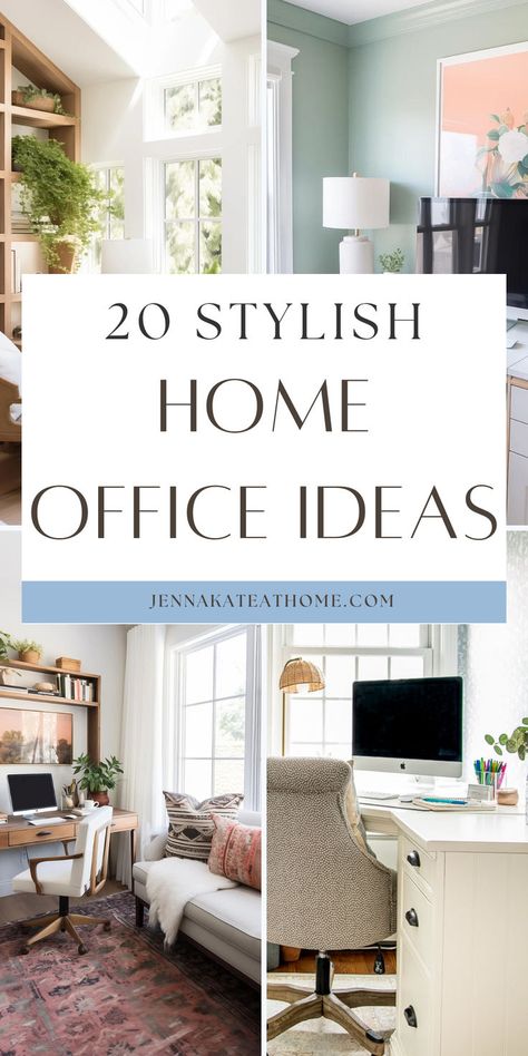 Looking for inspiration to create your own home office space? Here are 20 gorgeous small home offices that will inspire you to make the most of your office space! Home Office Female, Home Office Ideas Desk Against Wall, Work Room Inspiration, Small Office Design Interior Ideas, Small Home Offices Living Room, Ideas For Home Office Small Spaces, Home Office Style Ideas, Small Office Designs Layout, Home Office Wall Color Ideas Cozy