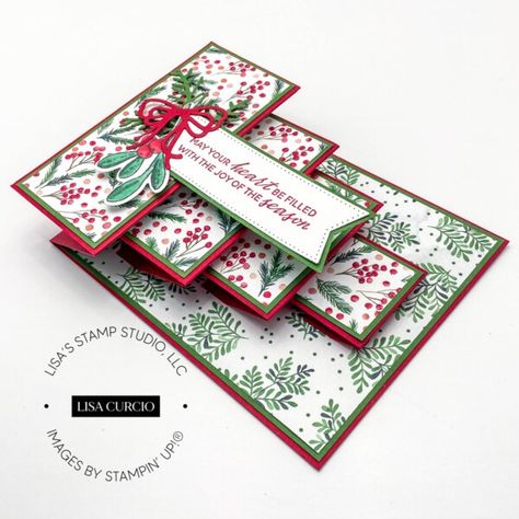 Lisa Curio, Folded Christmas Cards, Christmas Cars, Pop Up Christmas Cards, Christmas Card Ideas, Fancy Fold Card Tutorials, Card Making Templates, Card Folds, Fun Folds