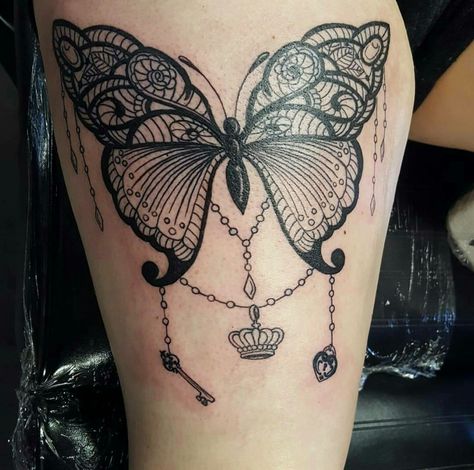 Lace butterfly Girl Chest Tattoo, Shells Tattoo, Lace Butterfly Tattoo, Lace Sleeve Tattoos, Butterfly Thigh Tattoo, Butterfly Tattoo Cover Up, Butterfly Name Tattoo, Lace Tattoo Design, Butterfly Tattoo On Shoulder