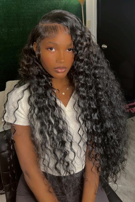 Curly Sew In Leave Out, Curly Closure Sew Ins Side Part, Curly Hair Leave Out, Wet And Wavy Sew In With Leave Out, Curly See In Weave, Curly Sew In Weave With Leave Out, Loose Deep Wave Weave Sew Ins, Curly Sew In, Curly Hair Sew In