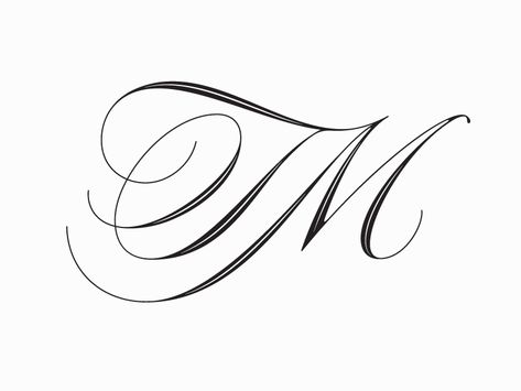 TM monogram Tm Tattoo Initial, Tm Logo Design Letter, Tm Tattoo, Personal Monogram Logo, Letter T Tattoo, Tm Monogram, Calligraphy M, Cursive T, Tm Logo