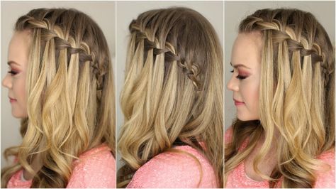 Fast Braids, Waterfall Braid Hairstyle, Waterfall Hairstyle, Braided Half Updo, Braided Hairdo, French Braid Hairstyles, Waterfall Braid, Easy Braids