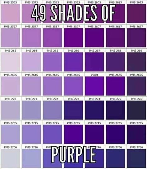 49 Shades of Purple Purple Color Chart, Different Shades Of Purple, Pantone Matching System, Pantone Color Chart, Hiasan Bilik Tidur, Purple Color Palettes, Purple Rooms, Purple Paint, Color Palette Design