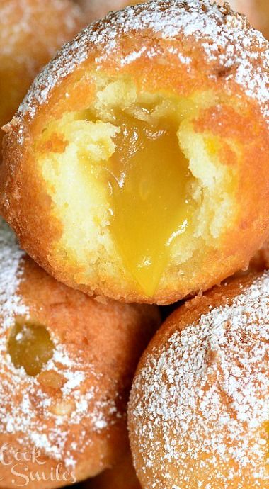 Will Cook For Smiles, Doughnut Recipe Easy, Homemade Donuts Recipe, Homemade Doughnuts, Fried Donuts, Doughnut Holes, Sweet Breakfast Treats, Lemon Curd Filling, Filled Donuts