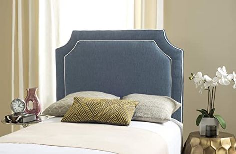 Safavieh Mercer Collection Dane Denim Headboard, Twin, Blue/White Foam Headboard, Great Dane Puppies, Queen Upholstered Headboard, Blue Headboard, Arched Headboard, Queen Size Headboard, Headboard Upholstered, Twin Headboard, Queen Headboard