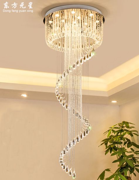 False Sealing, Modern Loft Decor, Crystal Chandeliers For Living Room, Chandelier Led, Led Crystal Chandelier, Hanging Lighting, Crystal Chandelier Lighting, Modern Crystal Chandelier, Staircase Chandelier