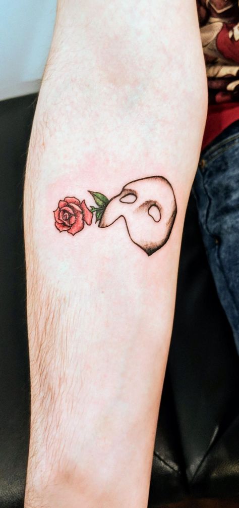 Phantom Of The Opera Tattoo, Opera Tattoo, Broadway Tattoos, Dark Academia Home, Zelda Tattoo, Movie Tattoo, Flash Tattoo Designs, Minimalist Tattoos, Sleeves Ideas