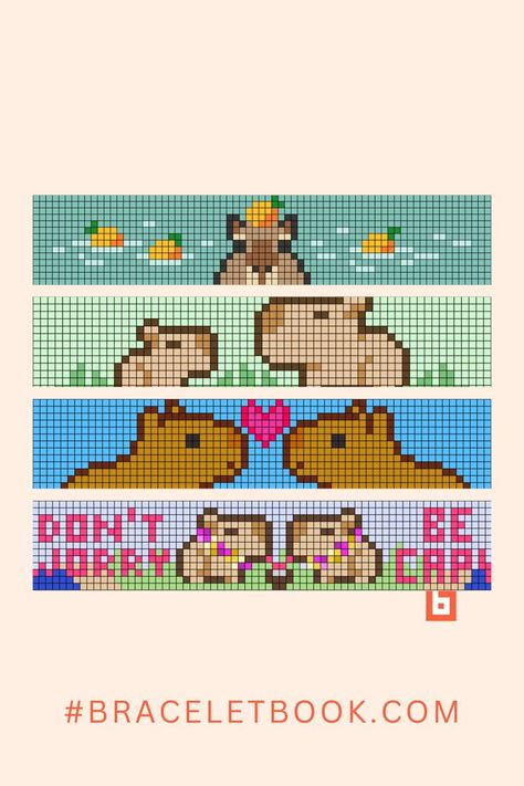 Capybara Cross Stitch Pattern, Capybara Alpha Pattern, Capybara Perler Beads, Capybara Craft, Capybara Pixel Art, Loom Animals, Bead Loom Designs, Tiny Cross Stitch, Easy Pixel Art