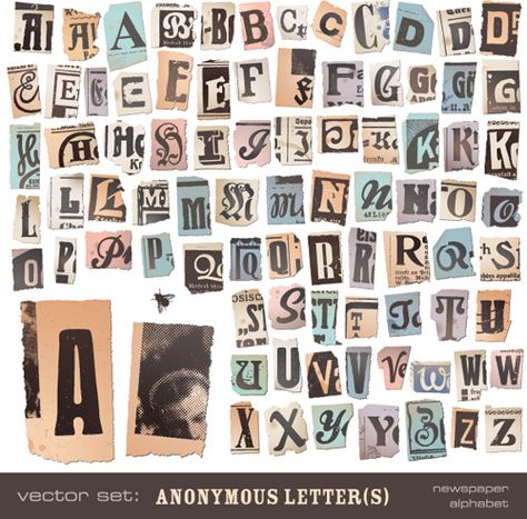 Retro Newspaper alphabet vector graphics 01 Newspaper Letters, Letter Collage, Cut Out Letters, Magazine Collage, Art Appliqué, Vintage Newspaper, Letter Vector, Journal Vintage, Alphabet Stickers