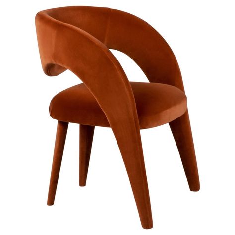 Art Deco Dining Chair, Orange Dining Chairs, Walnut Dining Chair, Art Deco Dining, Furniture Design Chair, Luxury Restaurant, Dining Room Chairs Modern, Dining Chair Design, Restaurant Chairs