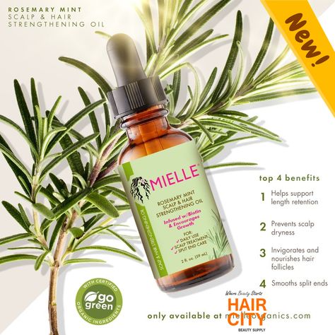 NEW! Mielle Rosemary Mint Growth Oil 2oz  #HairCity4u #HairCity #HairCityBeautySupply #mielleorganics Mielle Rosemary Mint Oil, Mielle Rosemary Mint, Hair Strengthening Oil, Hair Grower, Mielle Organics, Rosemary Oil For Hair, Mint Oil, Hair Concerns, Hair Masque