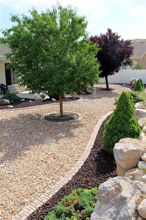 Rock Gardens Inexpensive Desert Landscaping Ideas Desert Backyard, Xeriscape Landscaping, Front Yard Landscaping Pictures, Gravel Driveway, Low Maintenance Landscaping, Front Yard Landscaping Simple, Rock Garden Landscaping, Low Maintenance Garden, Home Landscaping