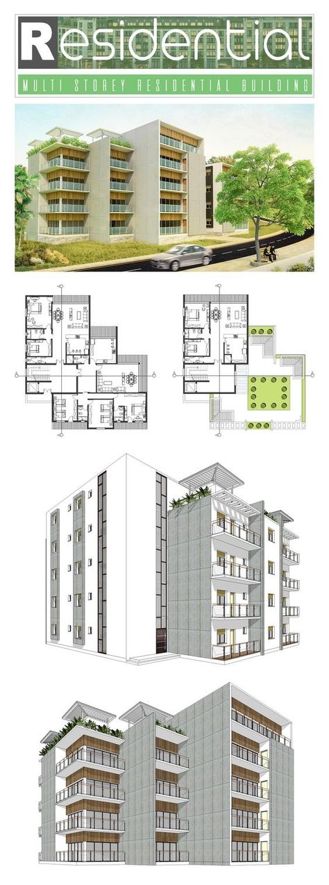 Residential Building Plan, Residential Architecture Apartment, Multi Storey Building, Building Design Plan, Small Building, Facade Architecture Design, Residential Building Design, Building Layout, Revit Architecture