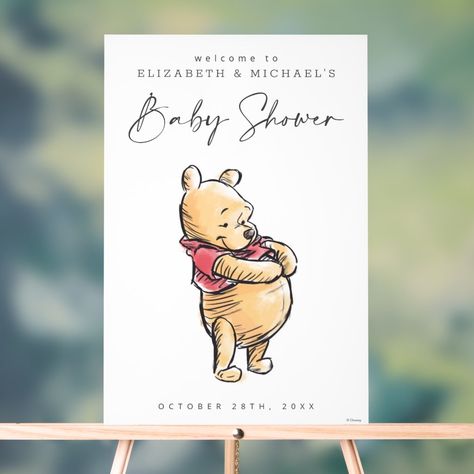 Simple Winnie the Pooh Baby Shower Welcome Acrylic Sign Baby Shower For Twins, Welcome Acrylic Sign, Fall Disney, Winnie The Pooh Baby Shower, Disney Baby Shower, Pooh Baby, Disney Winnie The Pooh, Acrylic Sign, Baby Disney