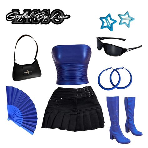 Cute black and blue rave fit using only shein products!!🖤💙 Details below: 👇🏽 @sheinofficial top: 33162057 skirt: 28969707 boots: 39170625 hair clips: 16456577 fan: 11789725 bag: 30950997 earrings: 15250045 sunglasses: 2426229 #fashion #fashionblogger #fashioninspo #cool #rave #outfit #fashiondesigner #stylist #shein #boohoo #streetwear #prettylittlething #trendy #explorepage #explore #outfitinspiration #casual #personalstylist #summer #ibiza #festival #shape #styledbylisso #festival #fest... Bubbles Rave Outfit, Dubstep Rave Outfits, Blue Festival Outfit, Rnb Outfit, Blue Rave Outfit, Shein Products, Rave Fit, Rave Outfits Festivals, Rave Fits